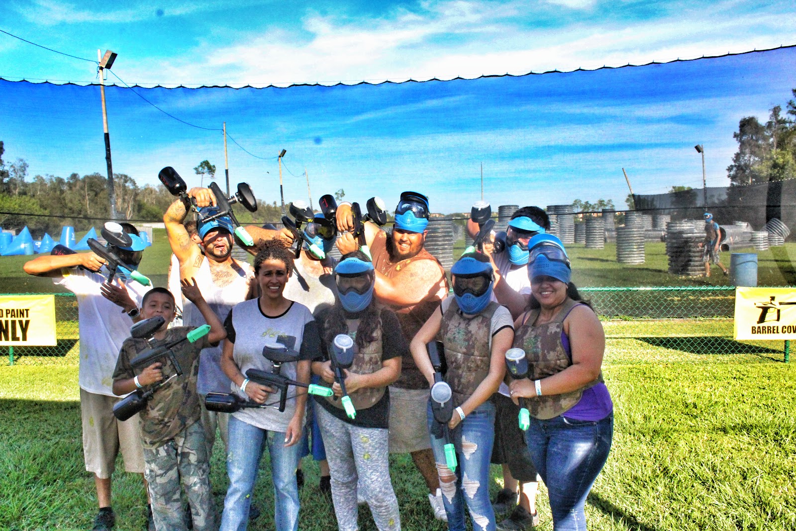 Family group in Low Impact paintball gear at Fort Myers Paintball Park